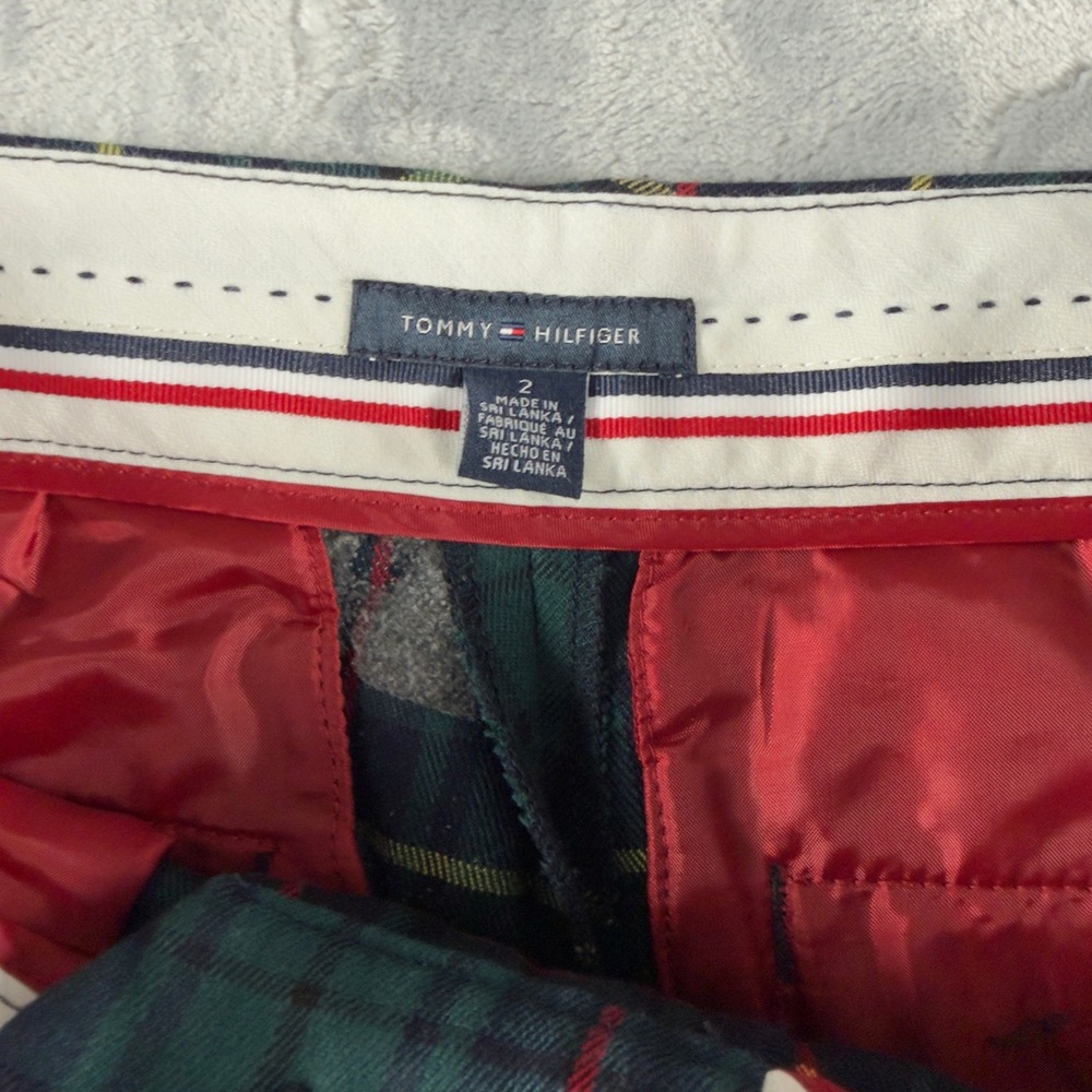 Tommy Hilfiger Women Green Plaid Tartan Slim Leg Dress Pants Size 2 Holiday - Picture 3 of 9